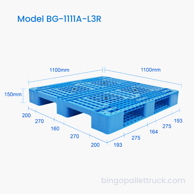 1100×1100มม. พาเลทพลาสติก 3 ทางเข้า 4 ทาง