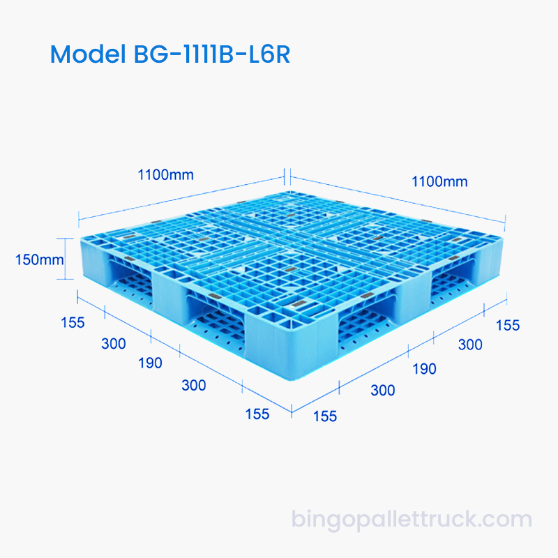พาเลทพลาสติกหกนักวิ่งขนาด 1100x1100 มม. สำหรับการใช้คลังสินค้าห้องเย็น