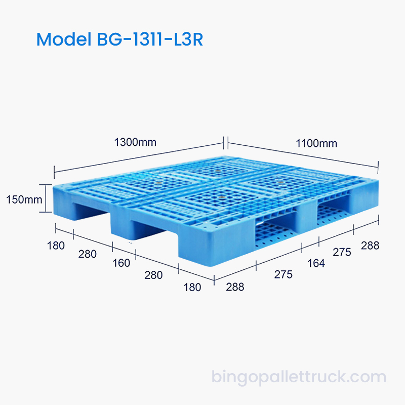 พาเลทพลาสติก HDPE 3 ทางขนาด 1300×1100 มม