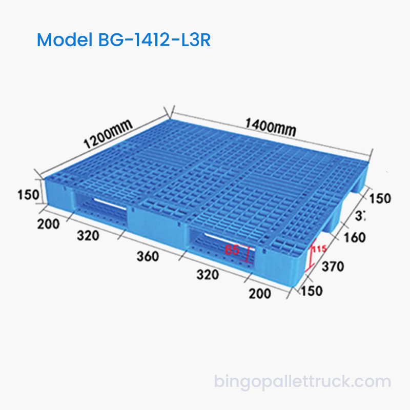 พาเลทสำหรับงานเบาขนาด 1400x1200 มม. พร้อมความจุแบบไดนามิก 1,000 กก. สำหรับการกระจาย