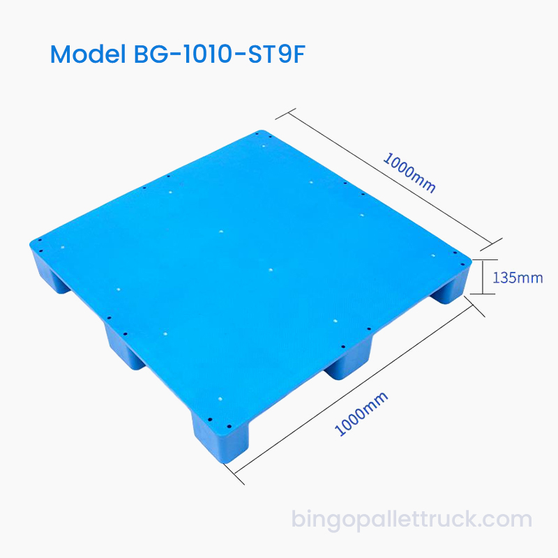 พาเลทพลาสติก HDPE ด้านบนแบน 1,000x1000 มม. 9 ขา