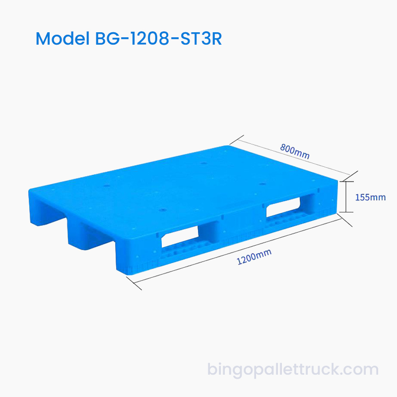 1200×800mm Solid Top 3 Runners Plastic Pallet for Warehouse