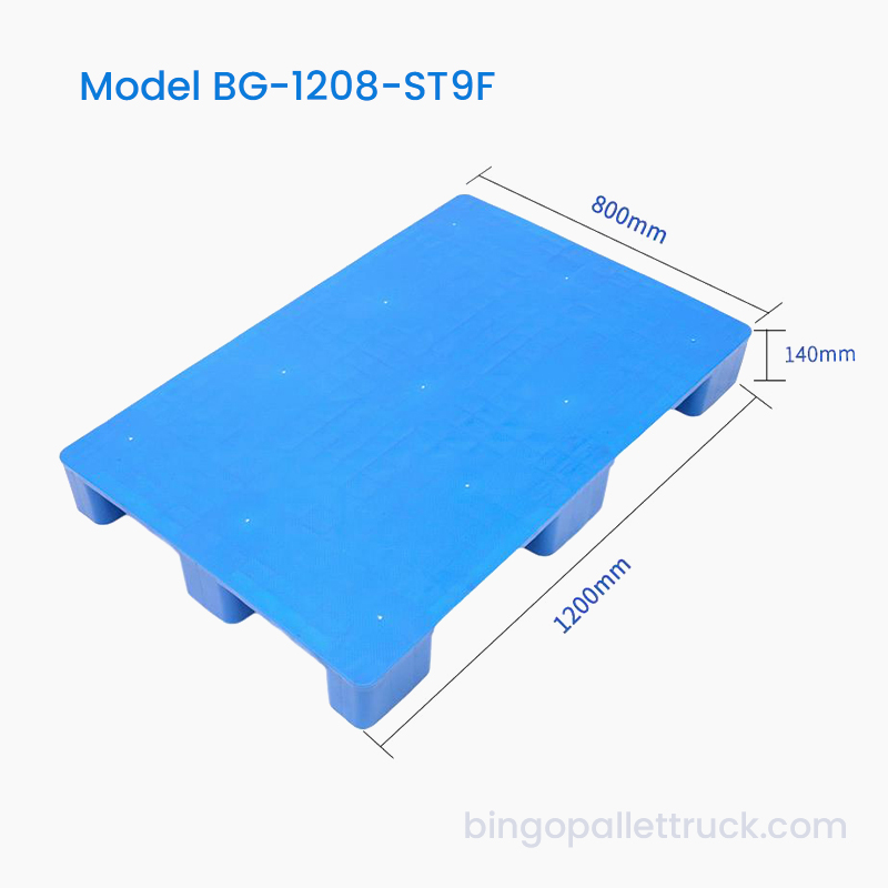 พาเลทพลาสติกแข็ง 9 ขาด้านบนแข็ง 1200x800 มม. รีไซเคิลได้สำหรับโลจิสติกส์