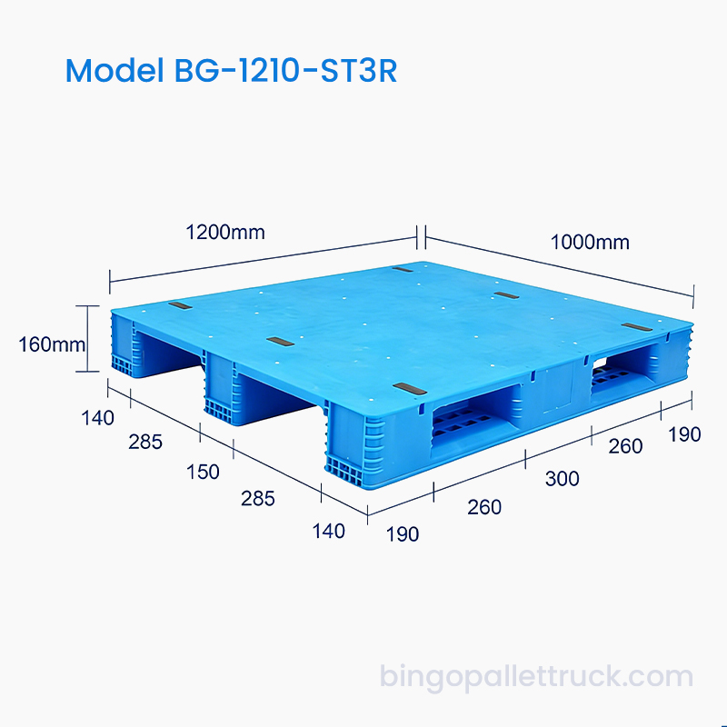 พาเลทพลาสติกนักวิ่ง 3 อันดับแรกที่เป็นของแข็งขนาด 1200 × 1,000 มม. สำหรับการใช้คลังสินค้าห้องเย็น