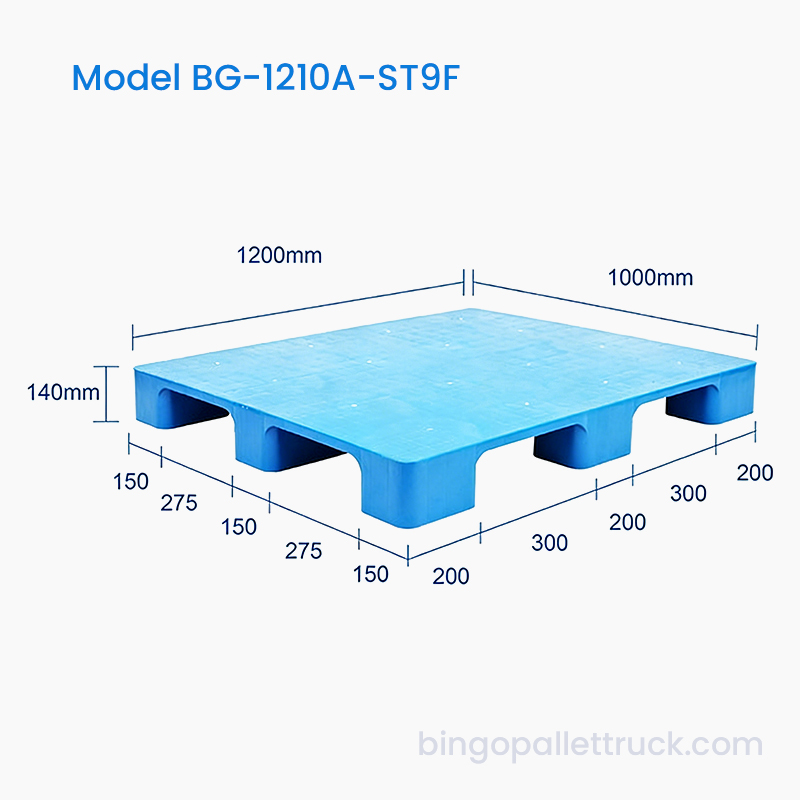 พาเลทพลาสติกแข็ง 9 ขาด้านบนแข็งขนาด 1200x1000 มม. ทนทานสำหรับการขนส่งบ่อยครั้ง