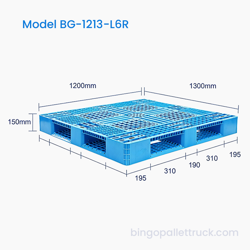 พาเลทพลาสติกนักวิ่งหกคนสำหรับงานเบาขนาด 1200x1300 มม