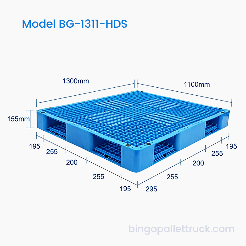 พาเลทพลาสติกสองด้านขนาด 1300x1100 มม. สำหรับคลังสินค้า