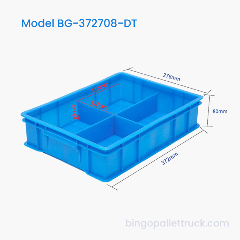 กล่องโท้ตพลาสติกแบ่งช่องได้ 4 ช่องสำหรับชิ้นส่วนขนาดเล็กในโรงงาน