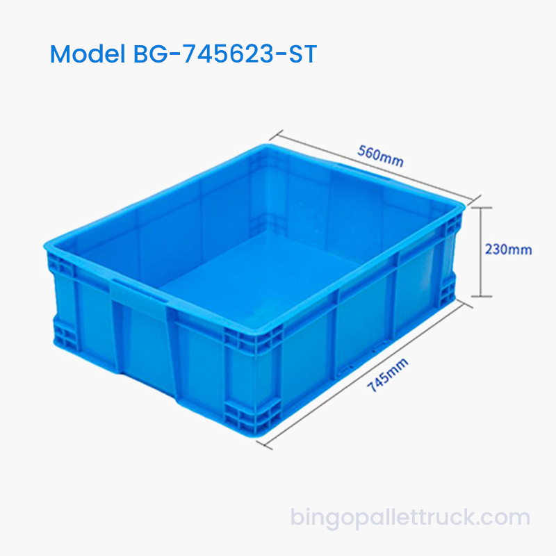 กล่องโท้ตพลาสติก HDPE ซ้อนได้ 77 ลิตรสำหรับชิ้นส่วนโรงงาน