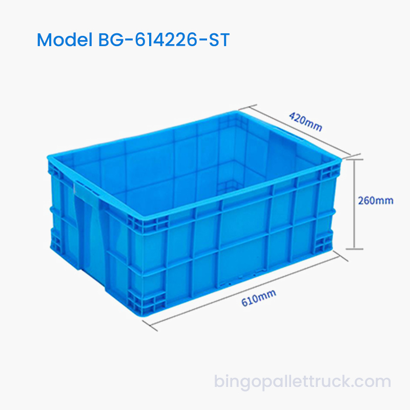 กล่องพลาสติก HDPE แบบ Heavy Duty ขนาด 56 ลิตรวางซ้อนกันได้สำหรับส่วนประกอบจำนวนมากในโรงงาน