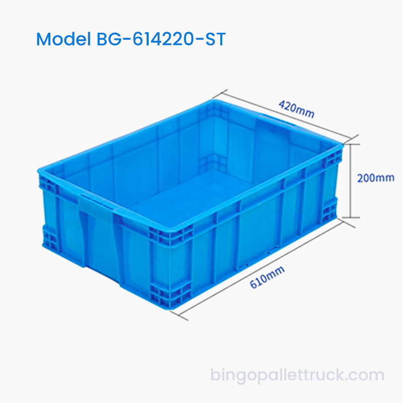กล่องโท้ตพลาสติก HDPE แบบวางซ้อนกันได้ 42 ลิตรสำหรับรัดอุตสาหกรรม
