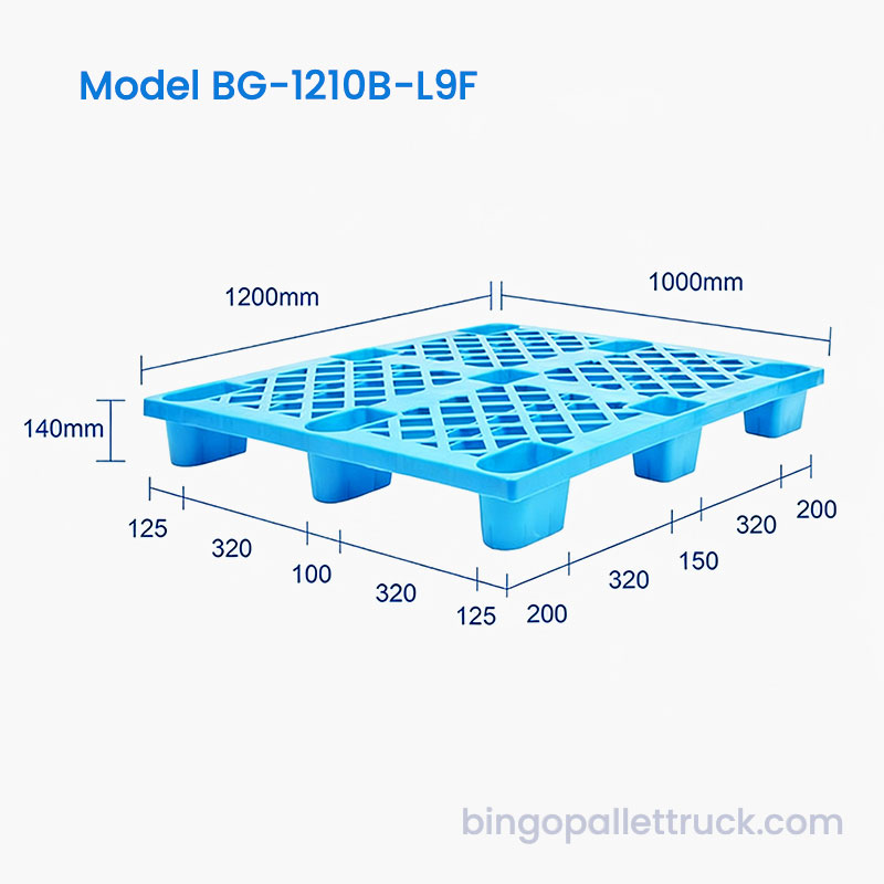 พาเลทพลาสติกน้ำหนักเบา 9 ฟุตขนาด 1200x1000 มม. สำหรับการจัดเก็บร้านค้าปลีก