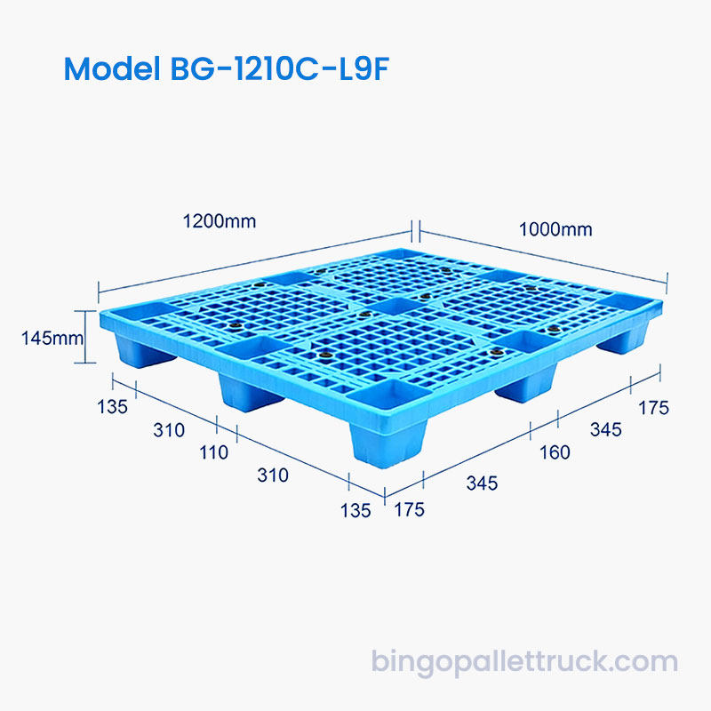 พาเลทพลาสติก 9 ฟุต 1200x1000 มม. ใช้ได้กับรถยกมาตรฐาน