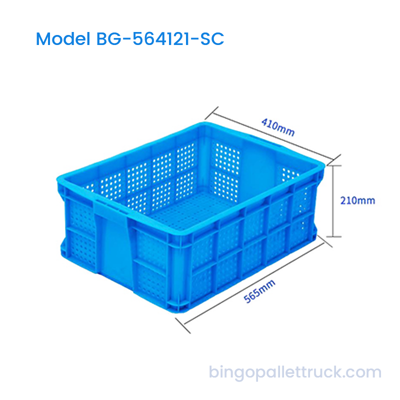 ลัง HDPE แบบวางซ้อนกันได้ 38 ลิตรพร้อมรูกลมสำหรับผักและผลไม้