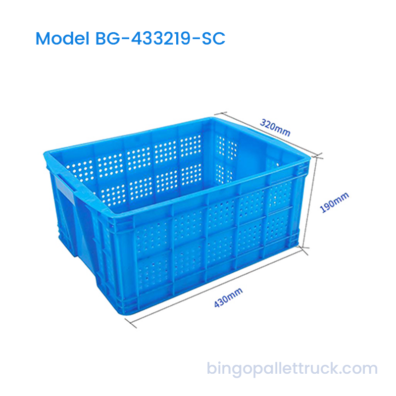 ลังพลาสติก HDPE ขนาด 22 ลิตรวางซ้อนกันได้พร้อมโครงสร้างรูกลมเสริมแรง