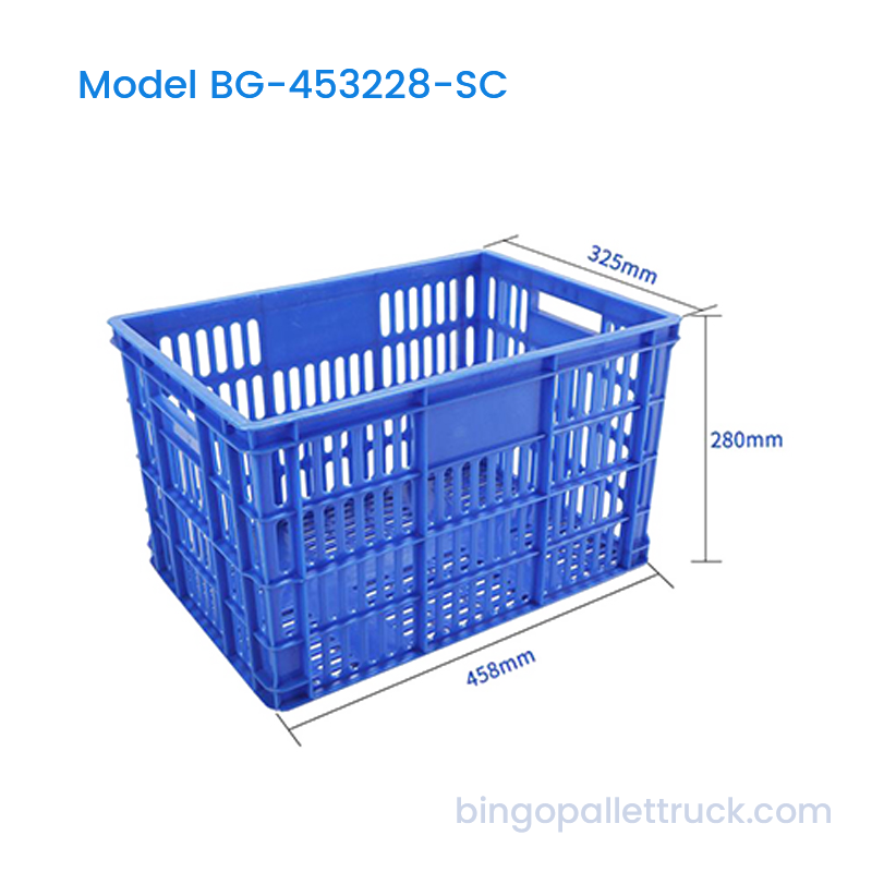ตะกร้าเก็บ HDPE ลังพลาสติกอุตสาหกรรมวางซ้อนกันได้ 33 ลิตร